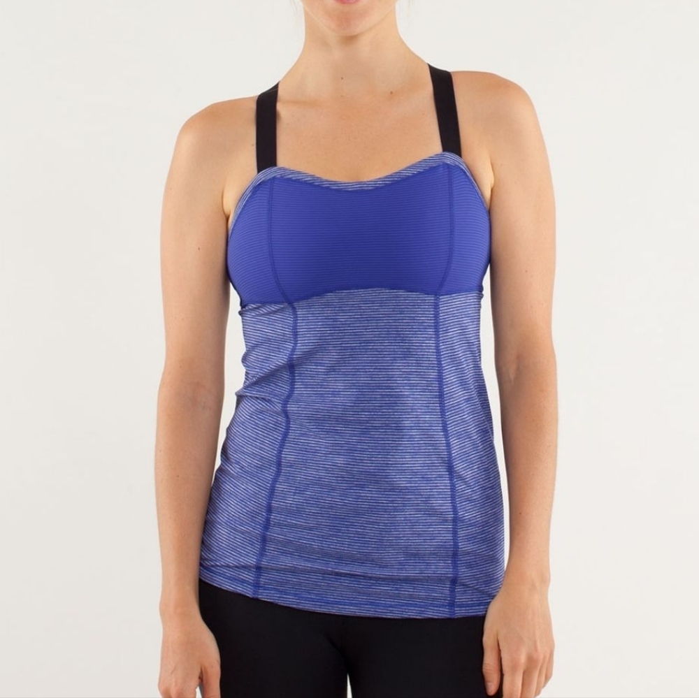 Lululemon Run: Catch Me Tank Tonka Stripe Pigment Blue size 6